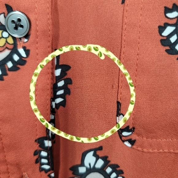 Loft Western Feather Print Burnt Orange Blouse - Picture 8 of 8
